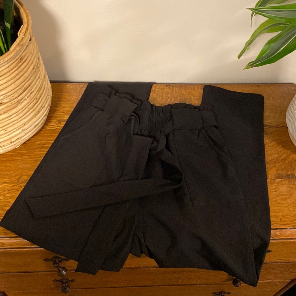 Grace Karin black paper bag trousers